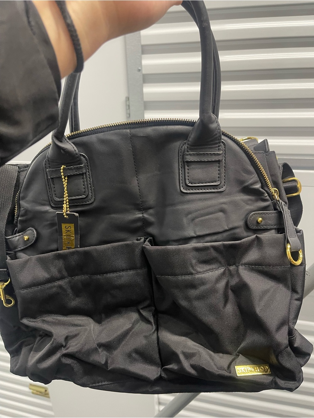 Skip Hop Black and Gold Multi-Pocket Diaper Tote